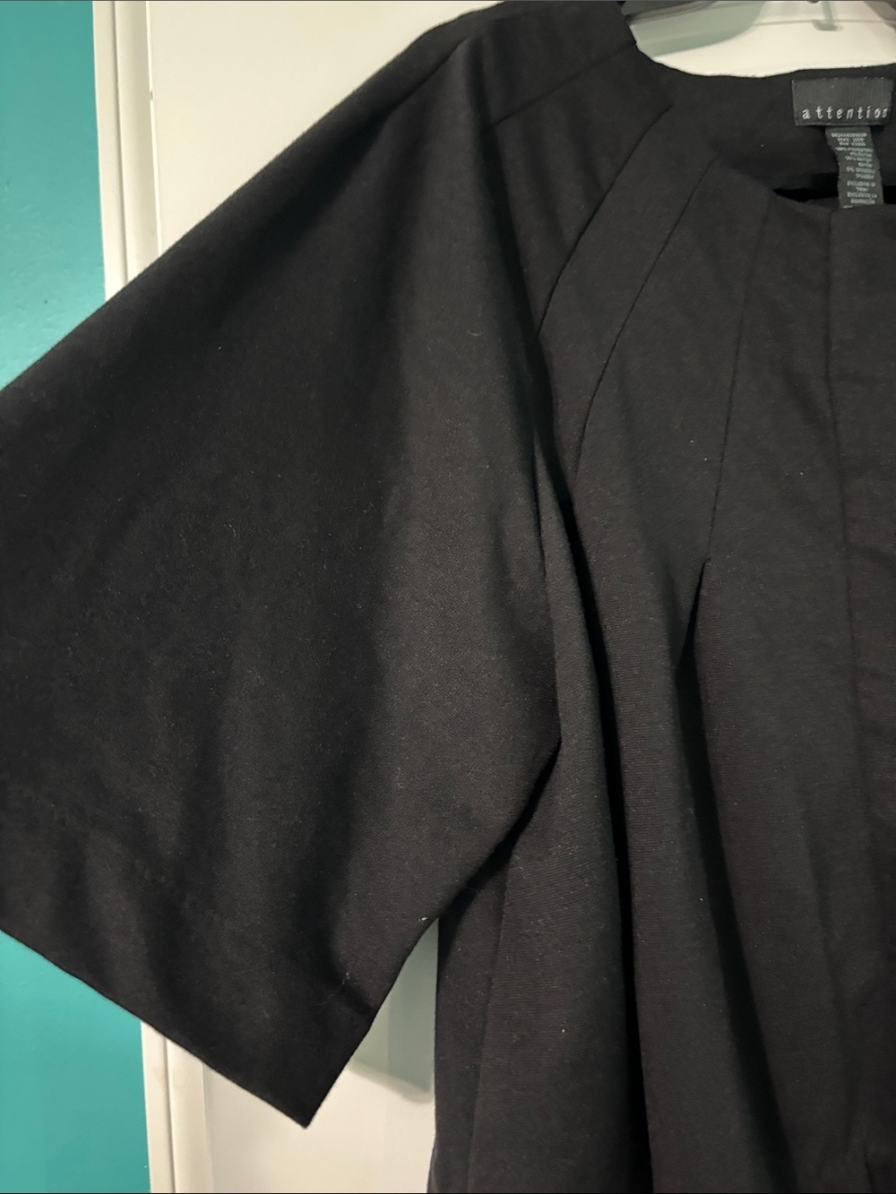 attention Black Pleated Open-Front Cropped Jacket - Picture 3 of 6